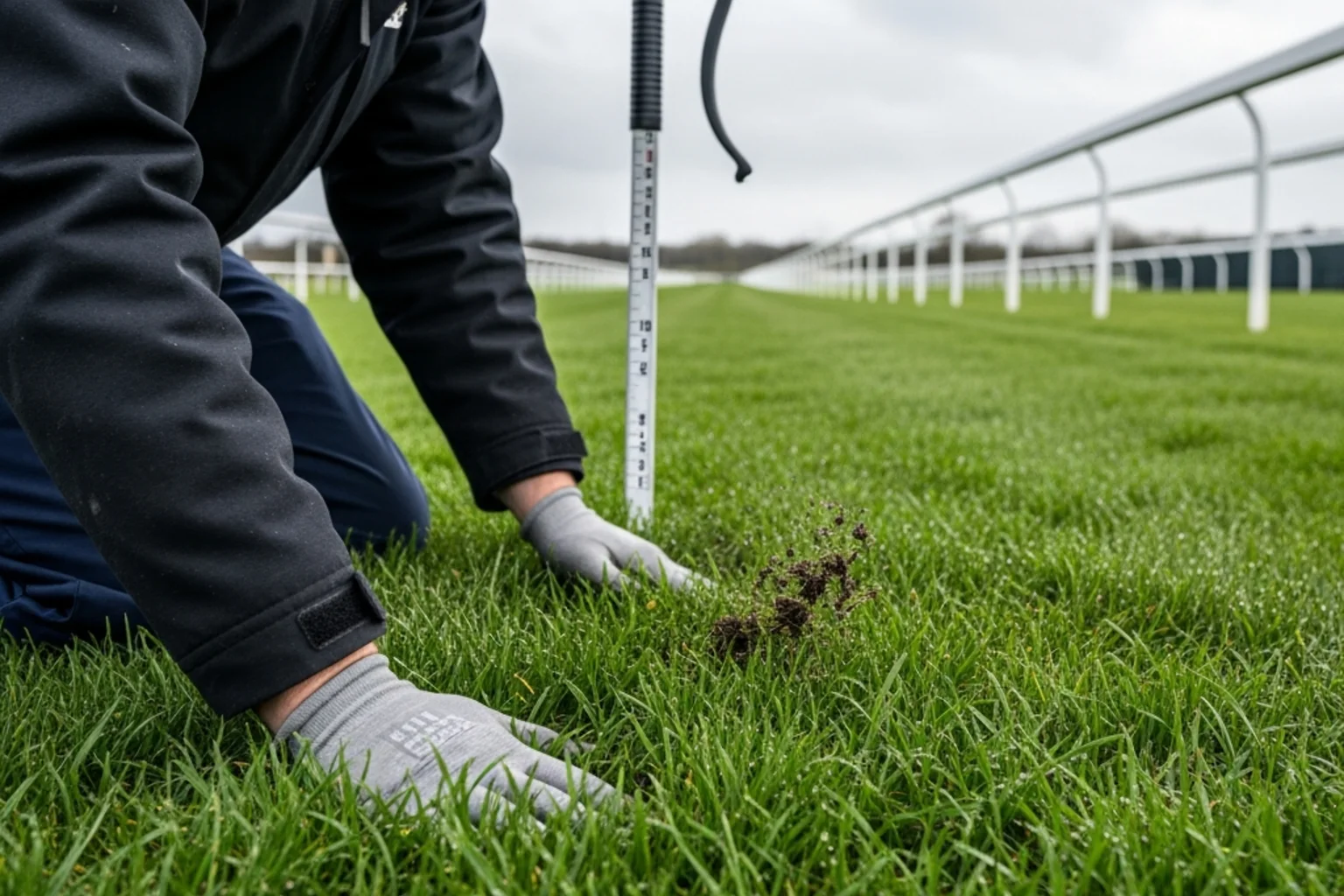 Doncaster racecourse turf showing soft ground conditions in spring