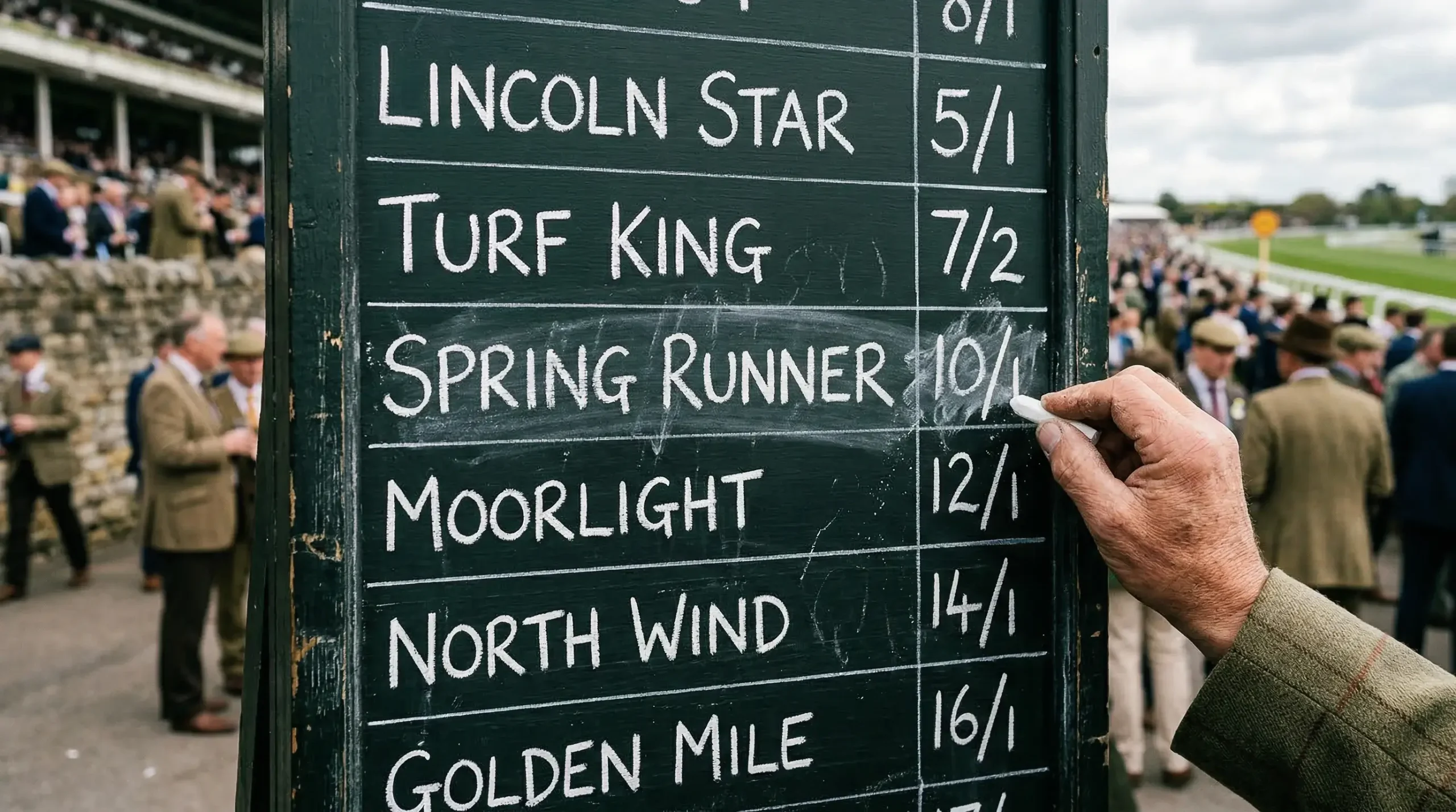 Bookmaker odds board showing Lincoln Handicap betting prices