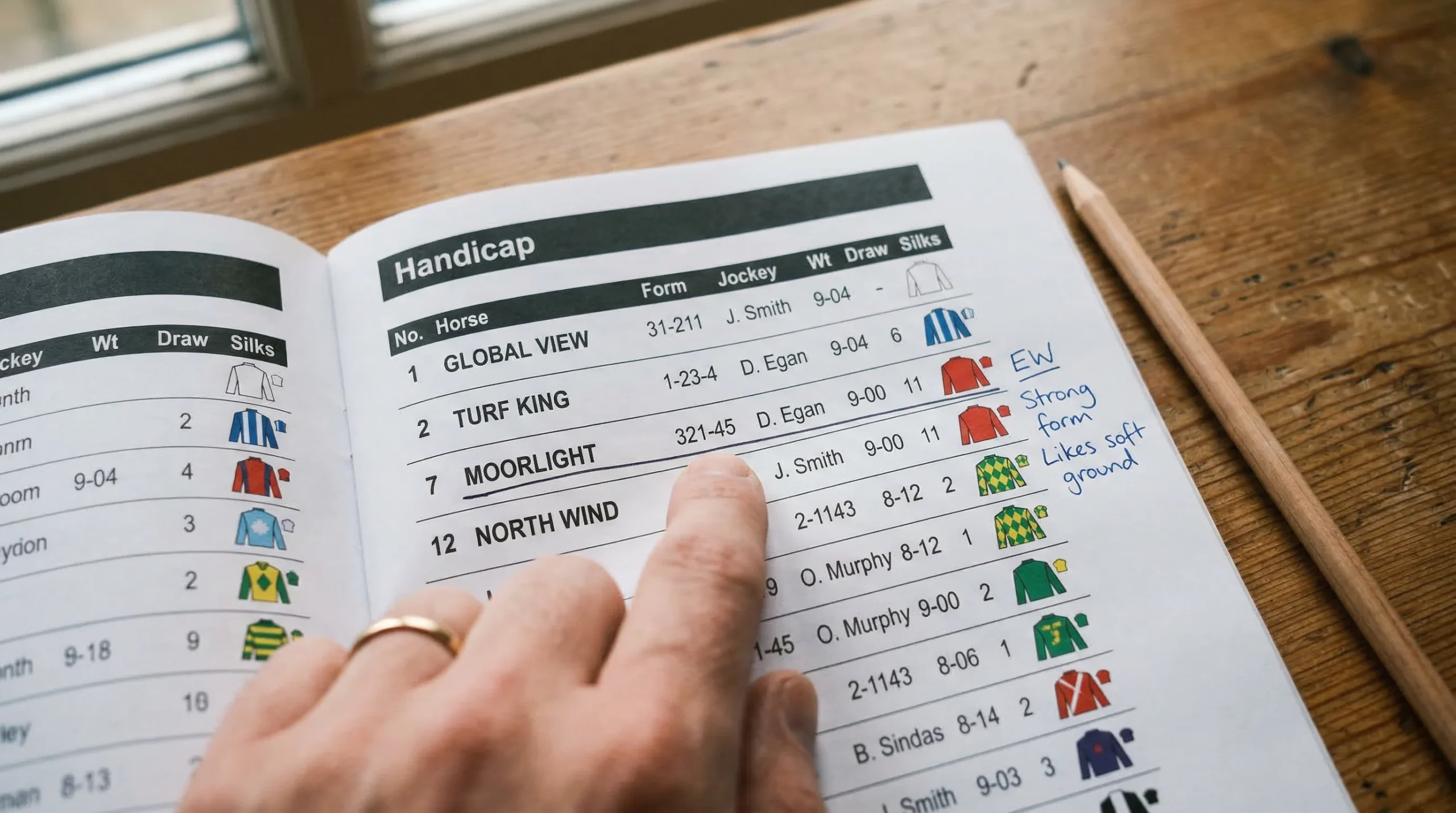 Lincoln Handicap racecard showing form figures and symbols